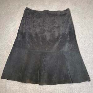 I.e Woman Black Suede Genuine Leather Skirt Plus Size 22 WesternCore Minimalist